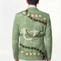 Hawaii Molokai Island Flowers Lei Blazer Kukui Nut Mossy Green