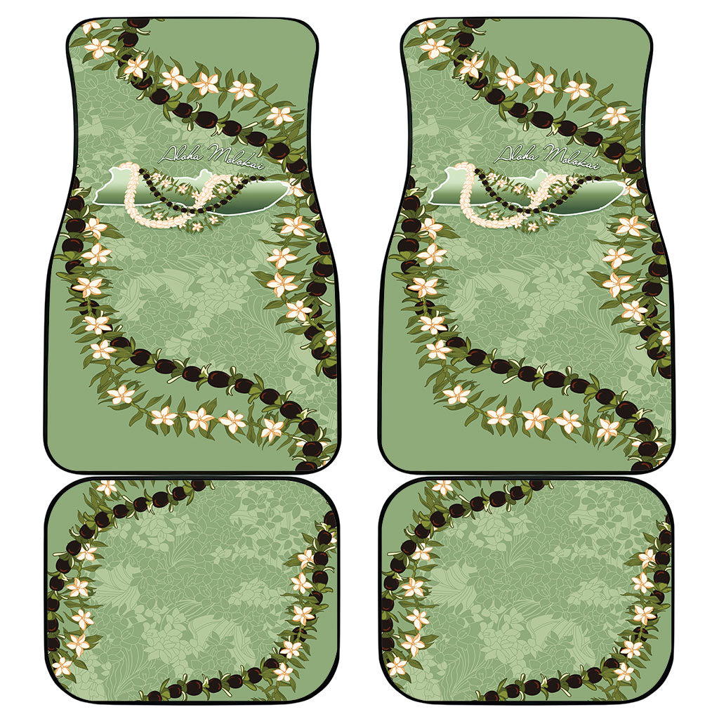 Hawaii Molokai Island Flowers Lei Car Mats Kukui Nut Mossy Green