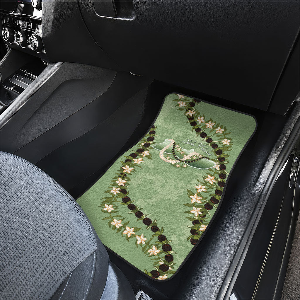 Hawaii Molokai Island Flowers Lei Car Mats Kukui Nut Mossy Green