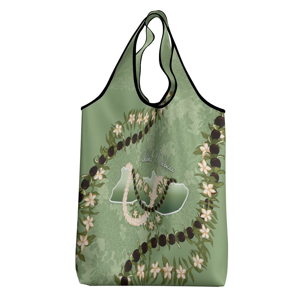 Hawaii Molokai Island Flowers Lei Grocery Bag Kukui Nut Mossy Green