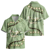 Hawaii Molokai Island Flowers Lei Kid Hawaiian Shirt Kukui Nut Mossy Green