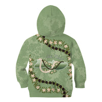 Hawaii Molokai Island Flowers Lei Kid Hoodie Kukui Nut Mossy Green