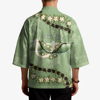Hawaii Molokai Island Flowers Lei Kimono Kukui Nut Mossy Green