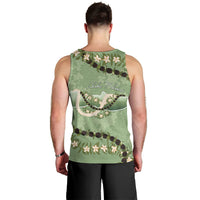 Hawaii Molokai Island Flowers Lei Men Tank Top Kukui Nut Mossy Green