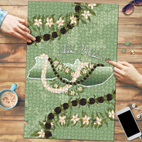 Hawaii Molokai Island Flowers Lei Puzzle Kukui Nut Mossy Green