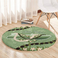Hawaii Molokai Island Flowers Lei Round Carpet Kukui Nut Mossy Green