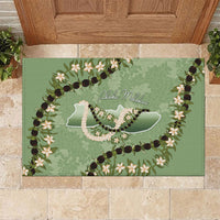 Hawaii Molokai Island Flowers Lei Rubber Doormat Kukui Nut Mossy Green