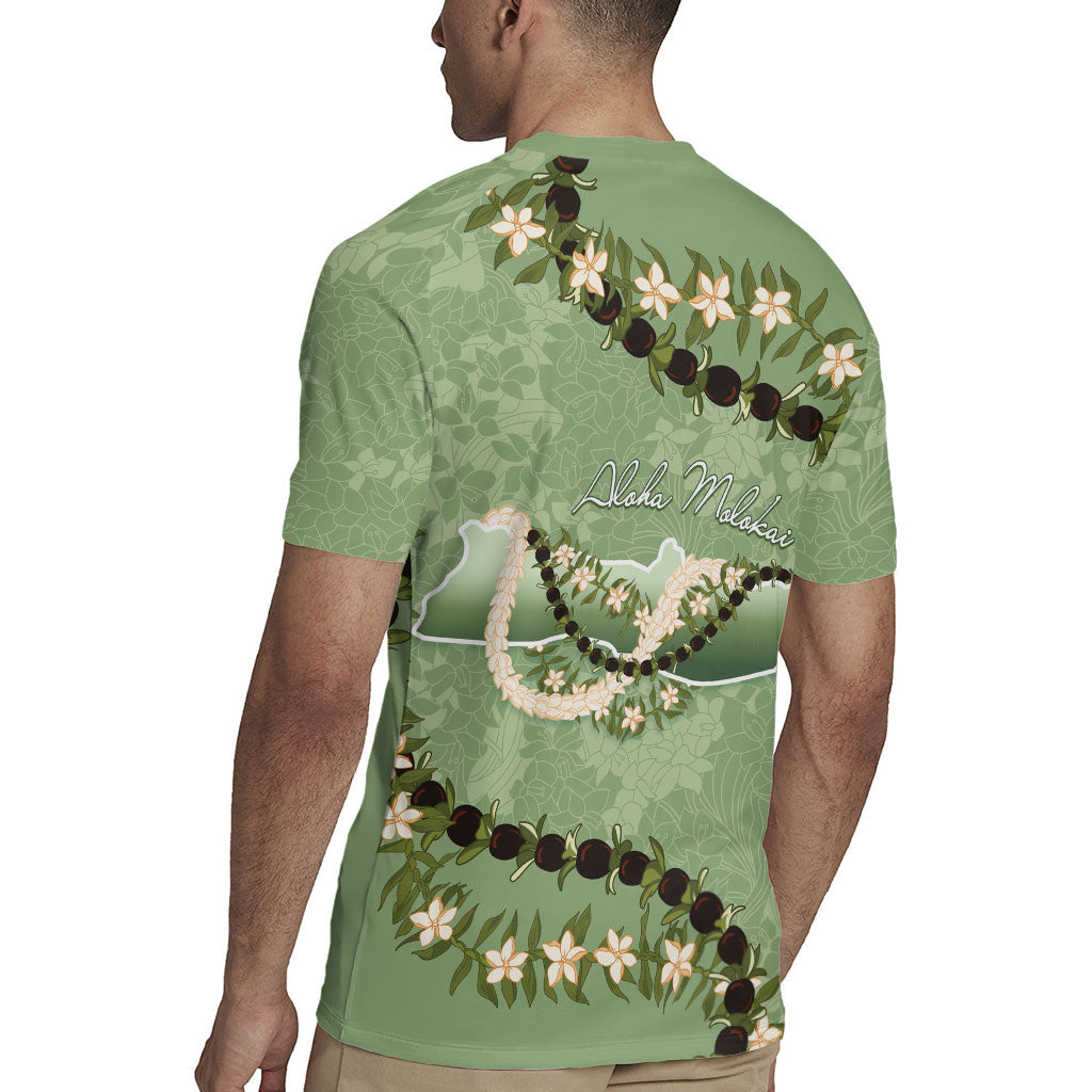Hawaii Molokai Island Flowers Lei Rugby Jersey Kukui Nut Mossy Green