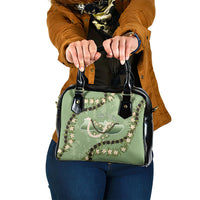 Hawaii Molokai Island Flowers Lei Shoulder Handbag Kukui Nut Mossy Green
