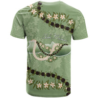 Hawaii Molokai Island Flowers Lei T Shirt Kukui Nut Mossy Green