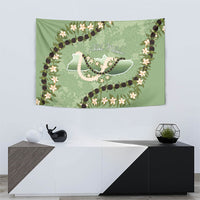 Hawaii Molokai Island Flowers Lei Tapestry Kukui Nut Mossy Green