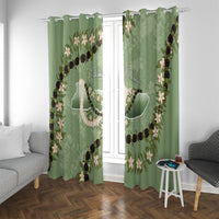 Hawaii Molokai Island Flowers Lei Window Curtain Kukui Nut Mossy Green