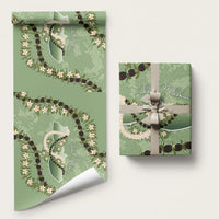 Hawaii Molokai Island Flowers Lei Wrapping Paper Kukui Nut Mossy Green