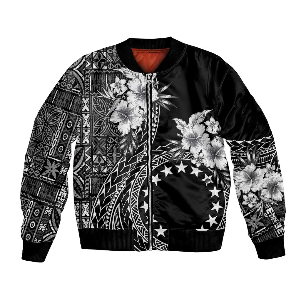 Kia Orana Cook Islands Bomber Jacket Tiare and Stars
