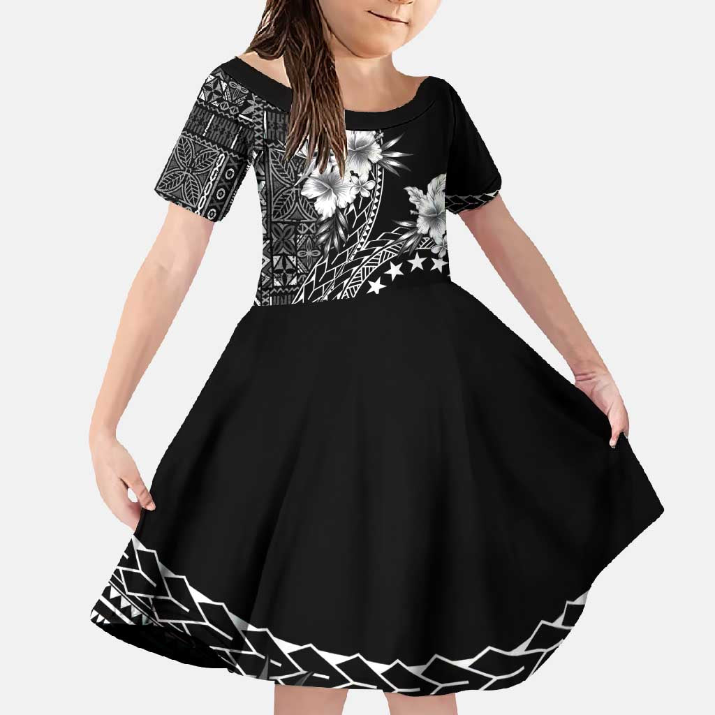 Kia Orana Cook Islands Family Matching Short Sleeve Bodycon Dress and Hawaiian Shirt Tiare and Stars LT7