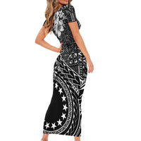 Kia Orana Cook Islands Family Matching Short Sleeve Bodycon Dress and Hawaiian Shirt Tiare and Stars LT7