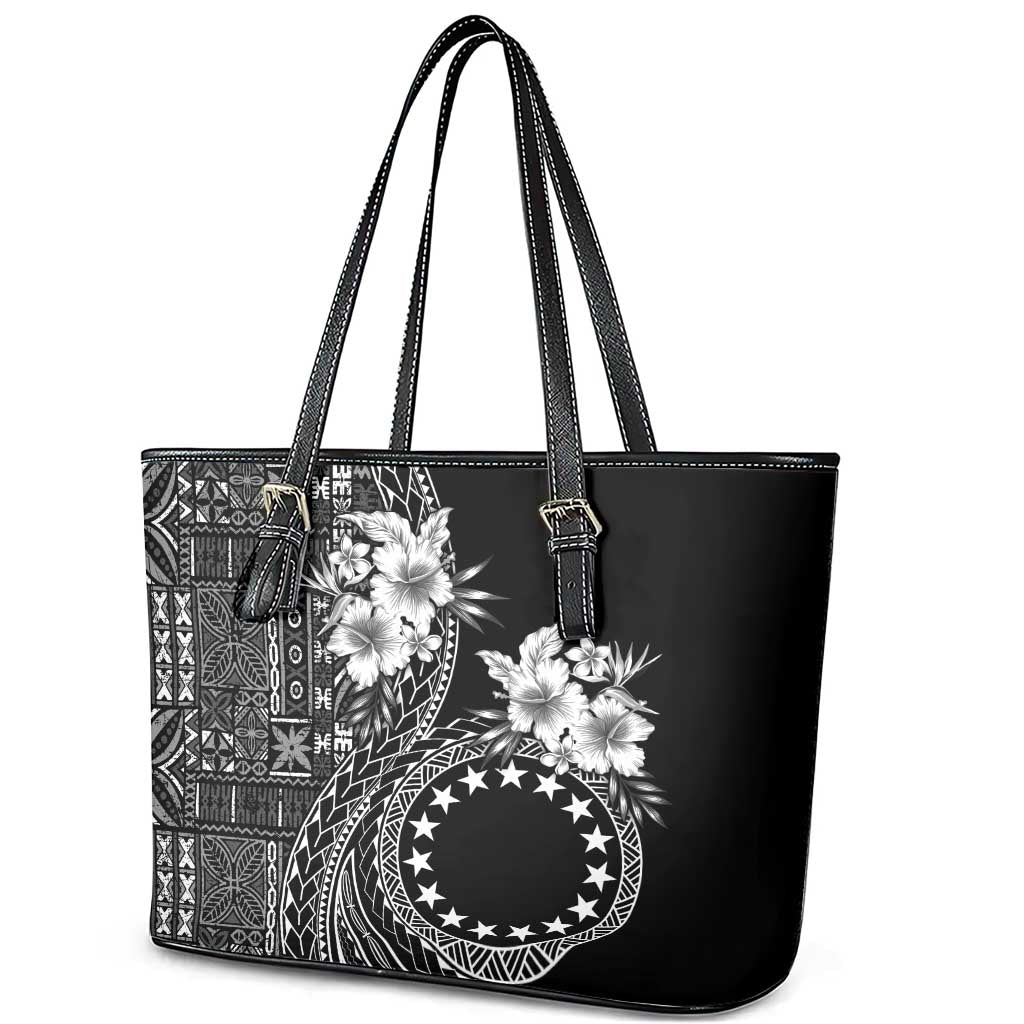 Kia Orana Cook Islands Leather Tote Bag Tiare and Stars