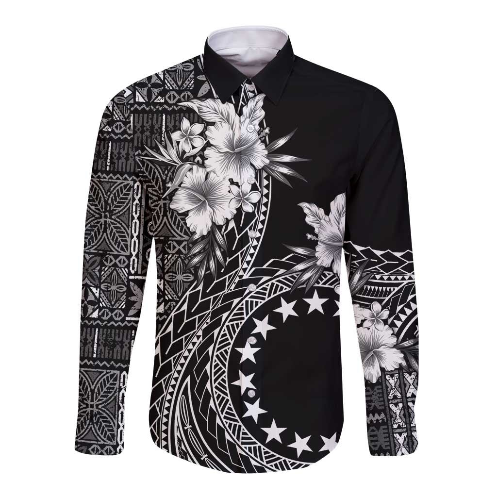 Kia Orana Cook Islands Long Sleeve Button Shirt Tiare and Stars