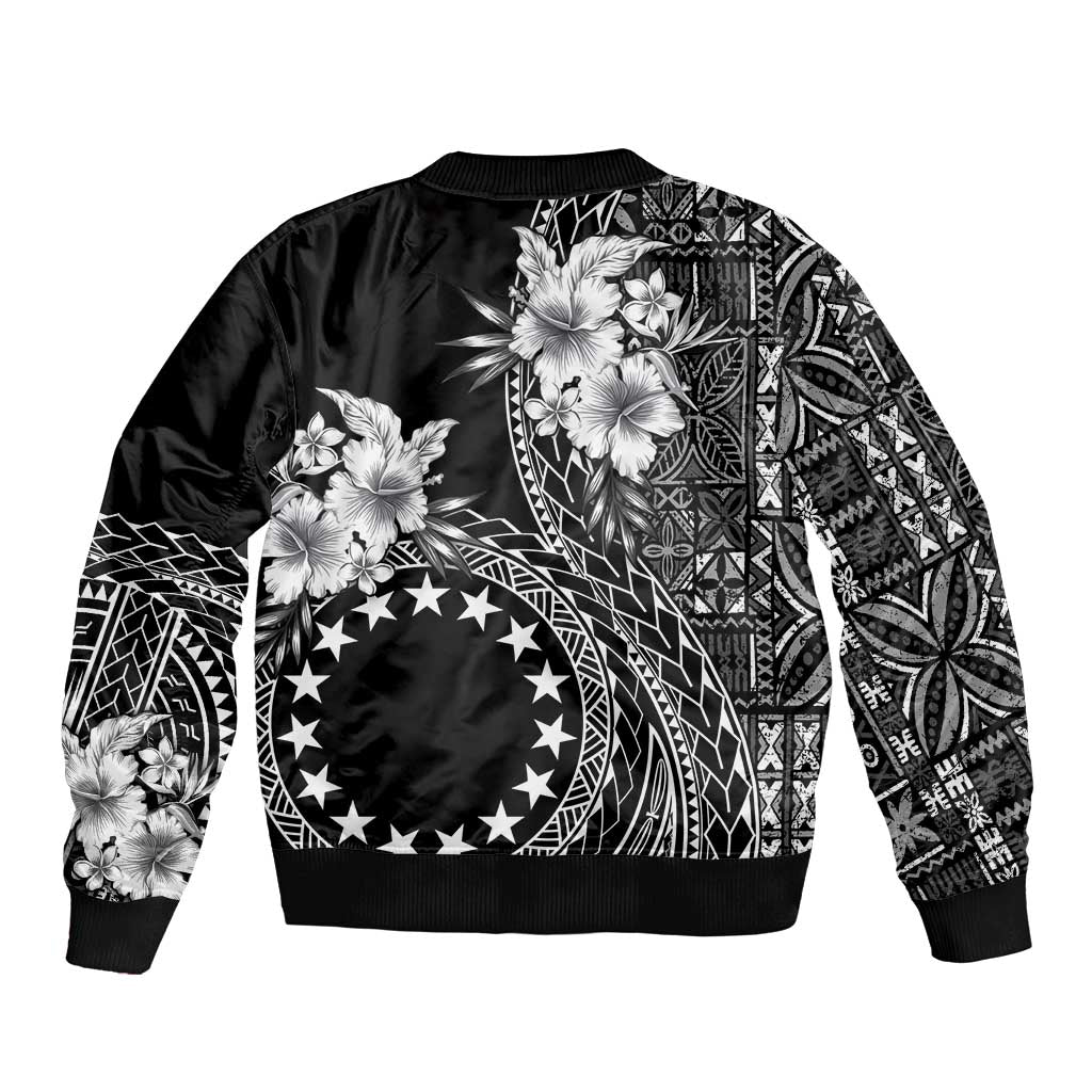 Kia Orana Cook Islands Sleeve Zip Bomber Jacket Tiare and Stars