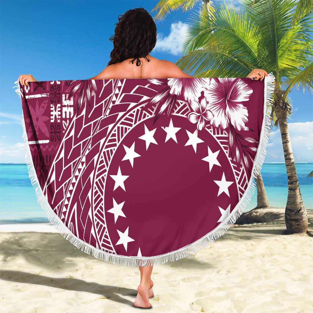 Kia Orana Cook Islands Beach Blanket Tiare and Stars - Maroon