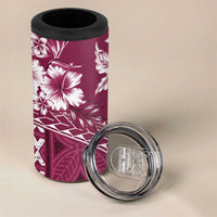 Kia Orana Cook Islands 4 in 1 Can Cooler Tumbler Tiare & Stars - Maroon