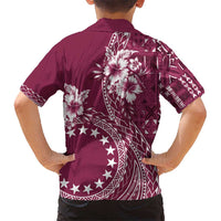 Kia Orana Cook Islands Kid Hawaiian Shirt Tiare and Stars - Maroon LT7 - Polynesian Pride