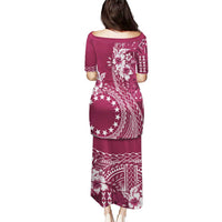 Kia Orana Cook Islands Puletasi Tiare and Stars - Maroon