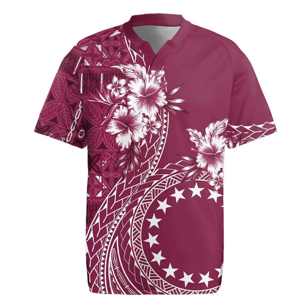 Kia Orana Cook Islands Rugby Jersey Tiare and Stars - Maroon