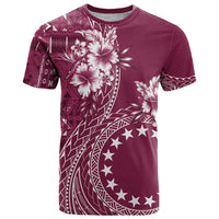 Kia Orana Cook Islands T Shirt Tiare and Stars - Maroon LT7 Maroon - Polynesian Pride