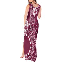 Kia Orana Cook Islands Tank Maxi Dress Tiare and Stars - Maroon