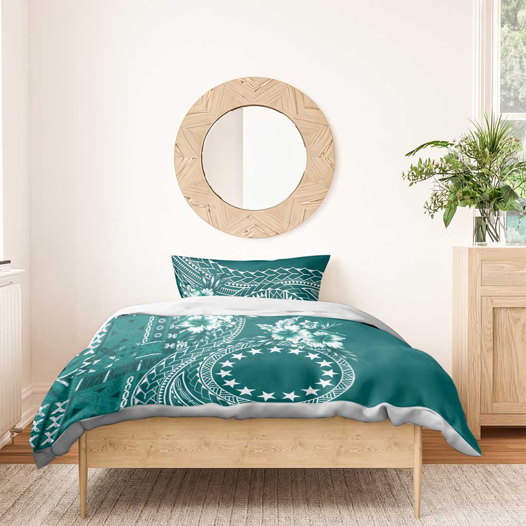 Kia Orana Cook Islands Bedding Set Tiare and Stars - Teal