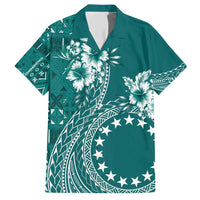 Kia Orana Cook Islands Family Matching Short Sleeve Bodycon Dress and Hawaiian Shirt Tiare and Stars - Teal