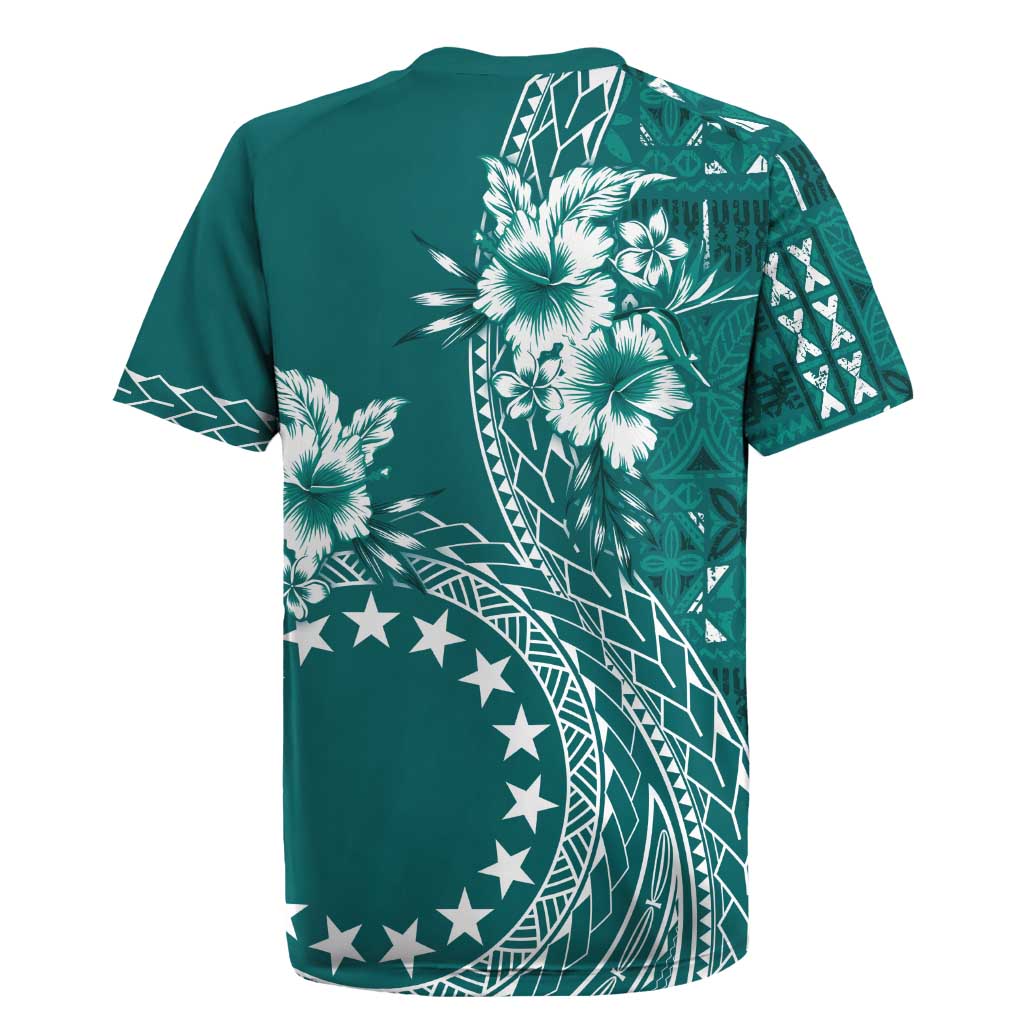 Kia Orana Cook Islands Rugby Jersey Tiare and Stars - Teal