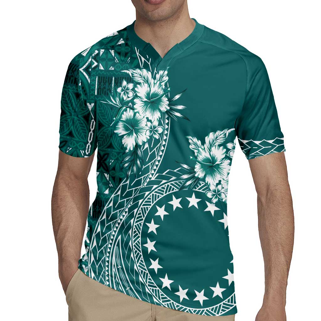 Kia Orana Cook Islands Rugby Jersey Tiare and Stars - Teal