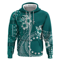 Kia Orana Cook Islands Zip Hoodie Tiare and Stars - Teal