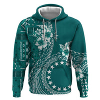 Kia Orana Cook Islands Zip Hoodie Tiare and Stars - Teal