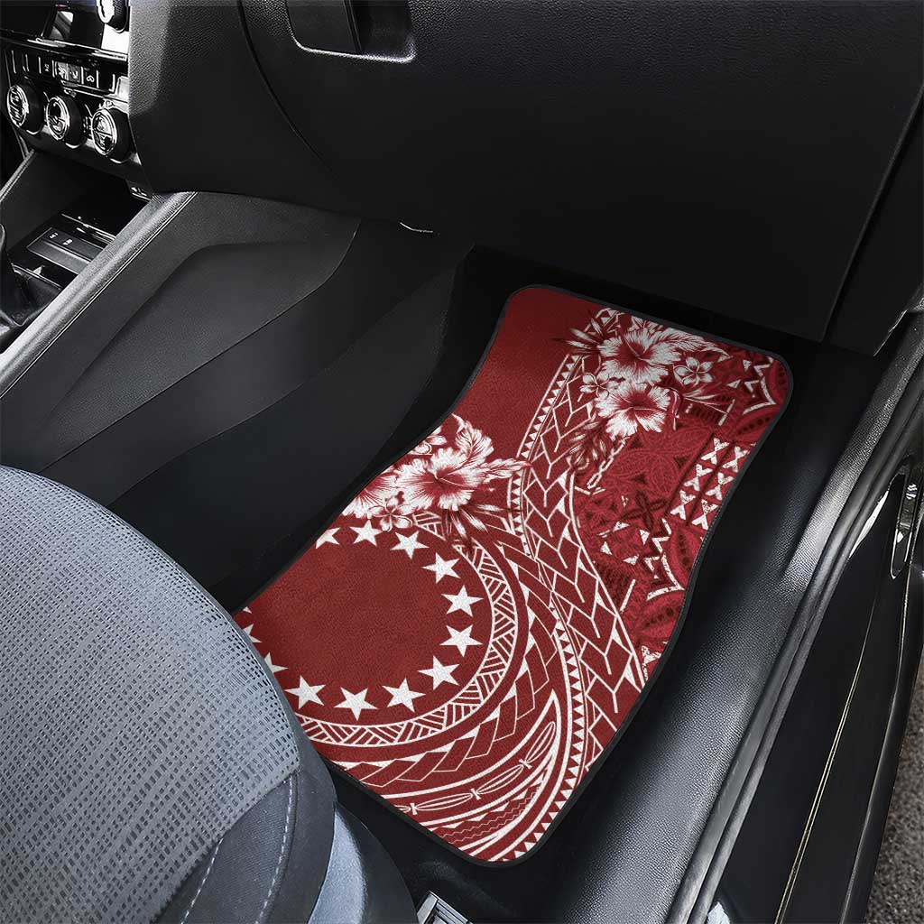 Kia Orana Cook Islands Car Mats Tiare and Stars - Scarlet