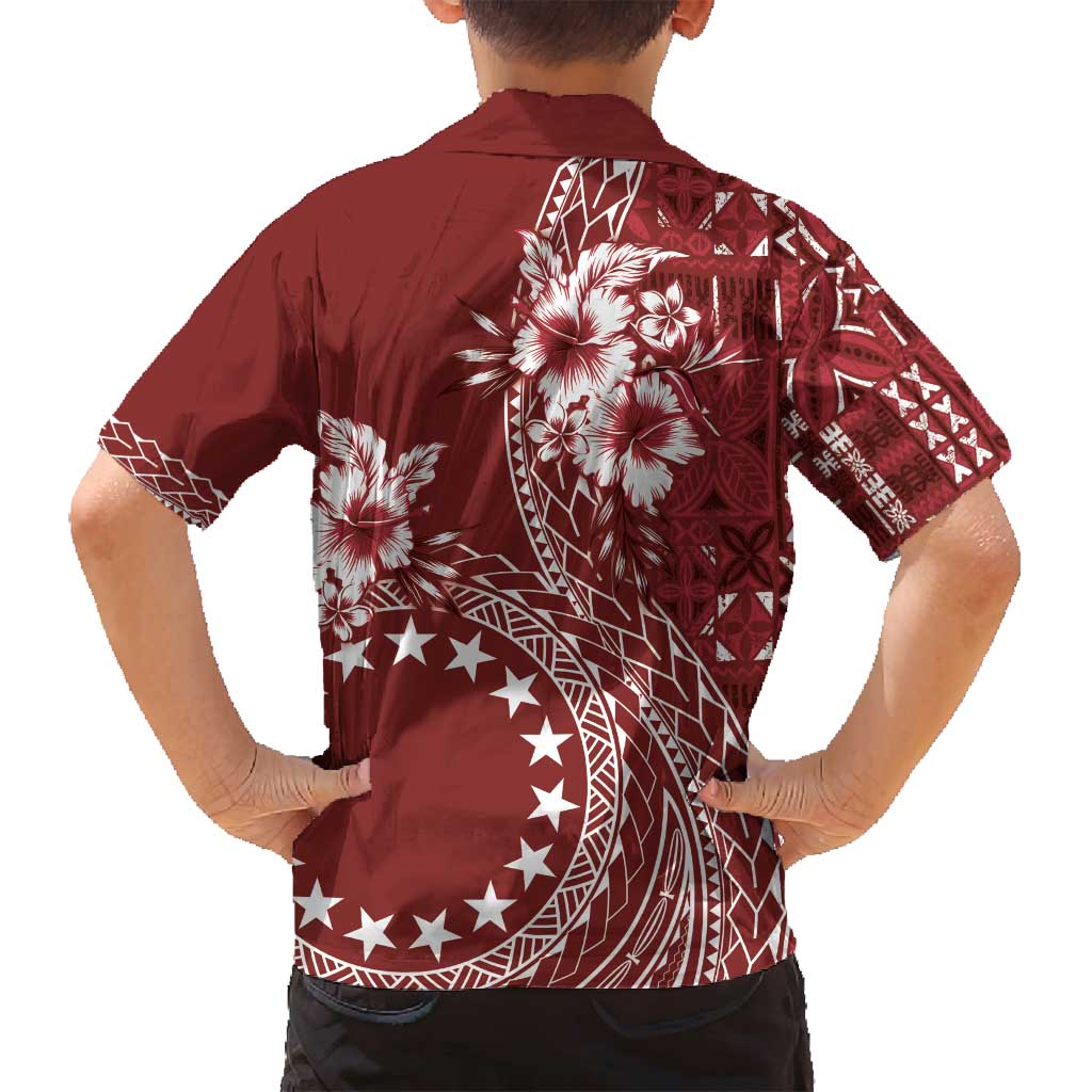 Kia Orana Cook Islands Family Matching Tank Maxi Dress and Hawaiian Shirt Tiare and Stars - Scarlet