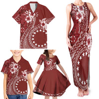 Kia Orana Cook Islands Family Matching Tank Maxi Dress and Hawaiian Shirt Tiare and Stars - Scarlet