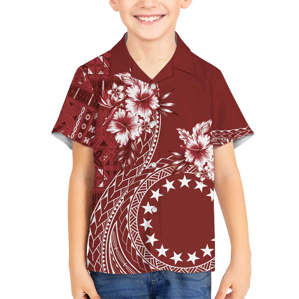Kia Orana Cook Islands Family Matching Tank Maxi Dress and Hawaiian Shirt Tiare and Stars - Scarlet