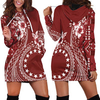 Kia Orana Cook Islands Hoodie Dress Tiare and Stars - Scarlet
