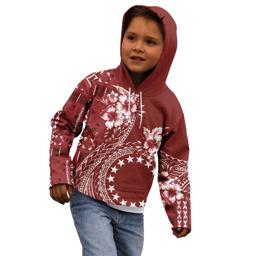 Kia Orana Cook Islands Kid Hoodie Tiare and Stars - Scarlet