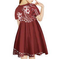 Kia Orana Cook Islands Kid Short Sleeve Dress Tiare and Stars - Scarlet