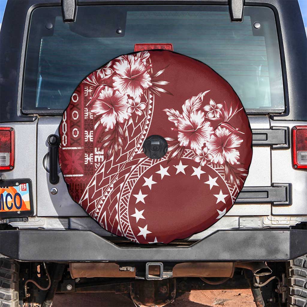 Kia Orana Cook Islands Spare Tire Cover Tiare and Stars - Scarlet LT7 Red - Polynesian Pride