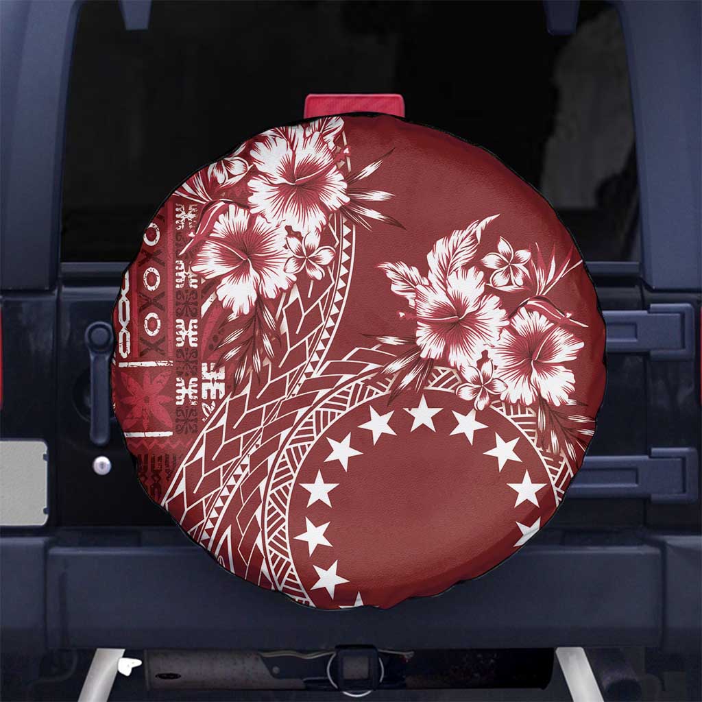 Kia Orana Cook Islands Spare Tire Cover Tiare and Stars - Scarlet LT7 - Polynesian Pride