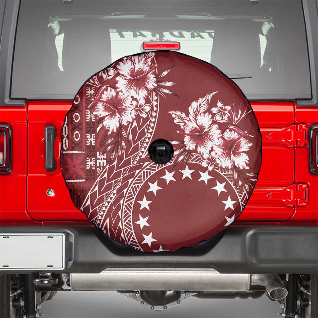 Kia Orana Cook Islands Spare Tire Cover Tiare and Stars - Scarlet LT7 - Polynesian Pride