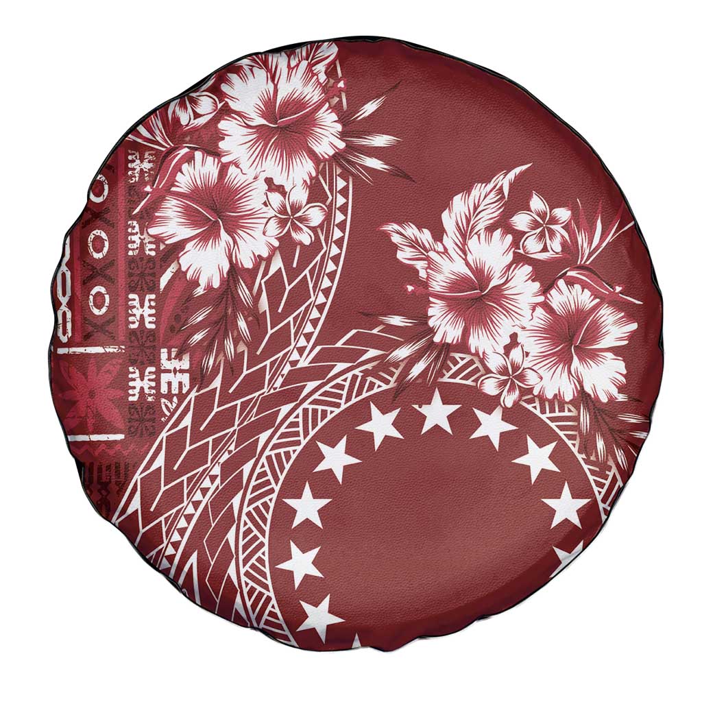 Kia Orana Cook Islands Spare Tire Cover Tiare and Stars - Scarlet LT7 - Polynesian Pride