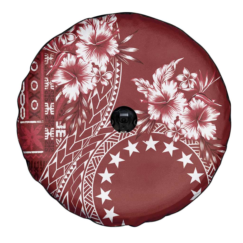 Kia Orana Cook Islands Spare Tire Cover Tiare and Stars - Scarlet LT7 - Polynesian Pride