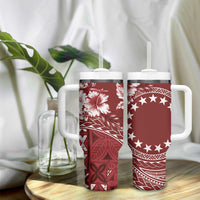 Kia Orana Cook Islands Tumbler With Handle Tiare & Stars - Scarlet