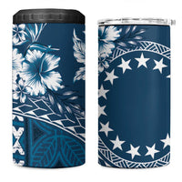 Kia Orana Cook Islands 4 in 1 Can Cooler Tumbler Tiare & Stars - Navy Blue